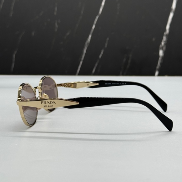 NEW SPR 65Z ZVN20I PRADA GOLD GREY PR65ZS ZVN20I OVAL UNISEX SUNGLASSES - Picture 6 of 10